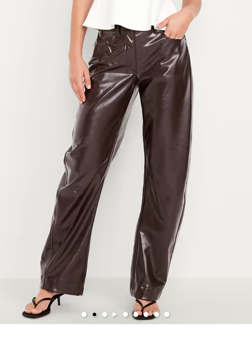Barrel Leg Faux Leather Pants - Chocolate Brown, size 6 indie, elevated